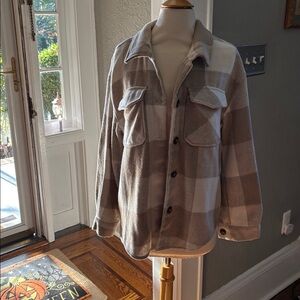 Love Tree Cream and Tan Plaid Shirt